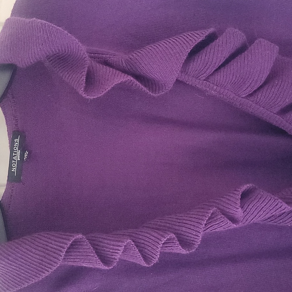 Notations Purple Ruffled Sweater - Picture 4 of 4